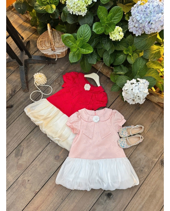 ĐẦM TAFTA CAO CẤP ĐÍNH HOA DÀNH CHO BÉ GÁI