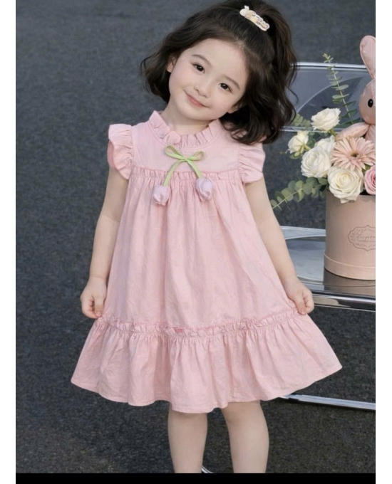 VÁY HỒNG PASTEL ĐÍNH HOA TULIP